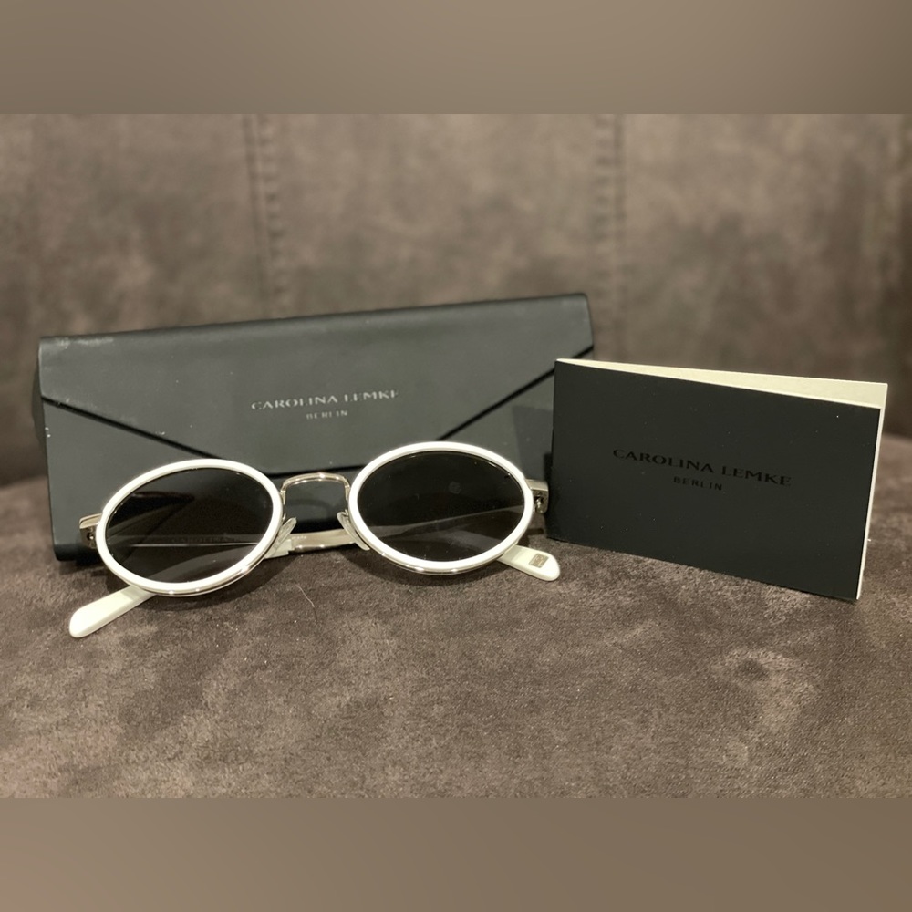 Caroline Lemke white oval sunglasses